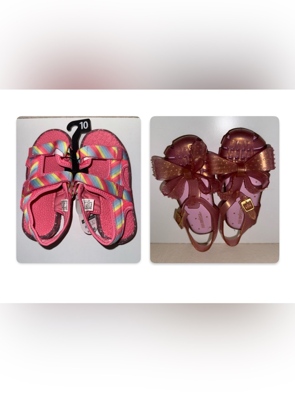 Wonder Nation Rainbow Strap Sandals & Mini Melissa Bow Sandals